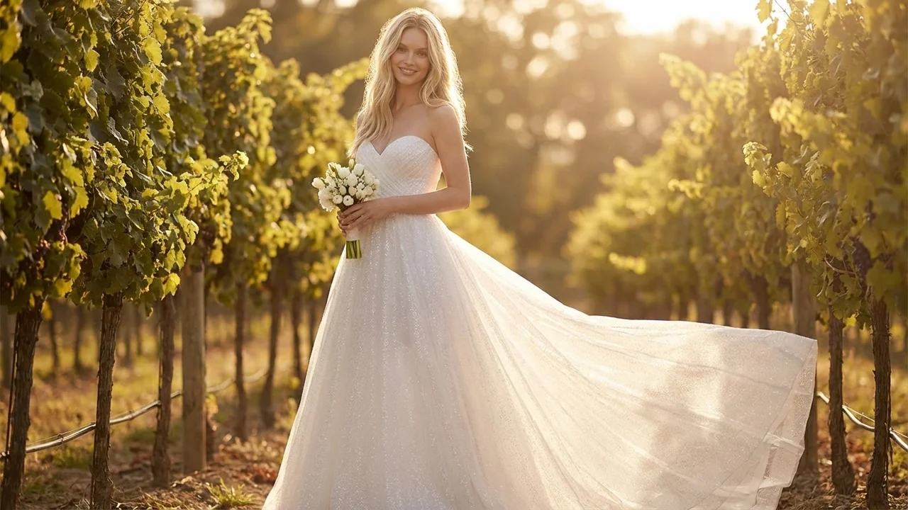 Robe de Mariée Princesse en Tulle Scintillant - 6