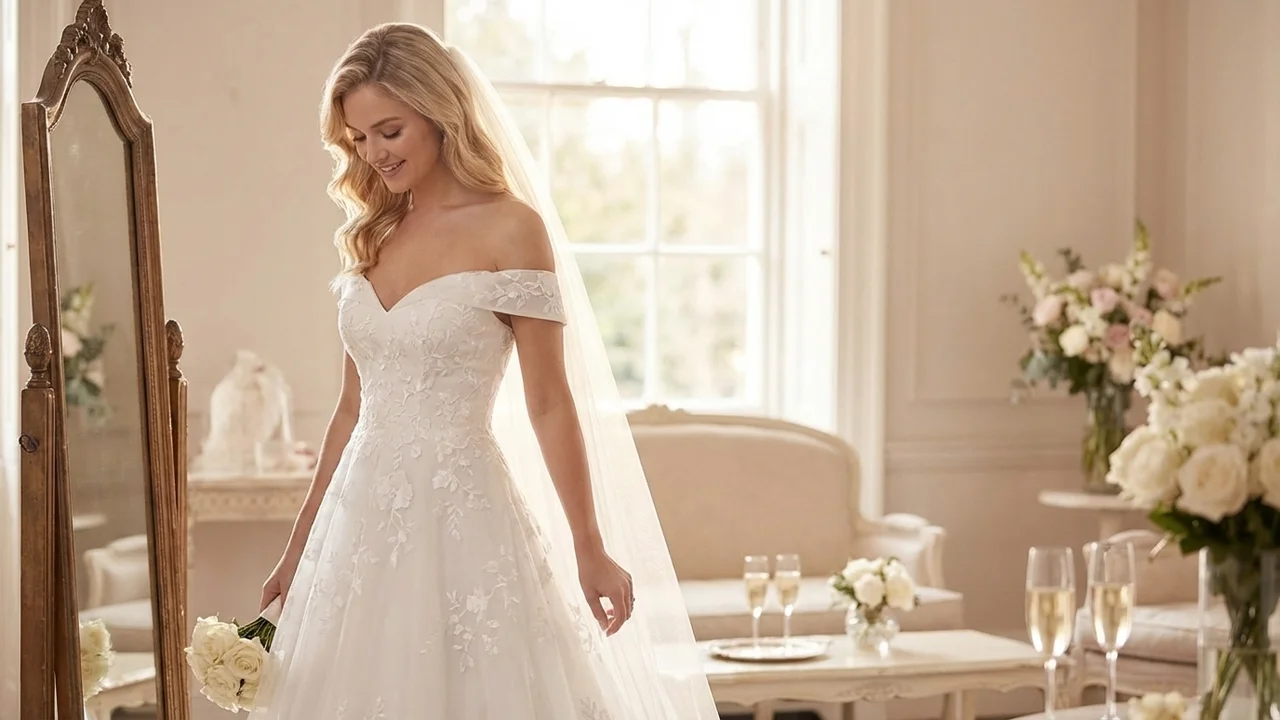 Robe de Mariée Princesse en Organza Brodé - 5