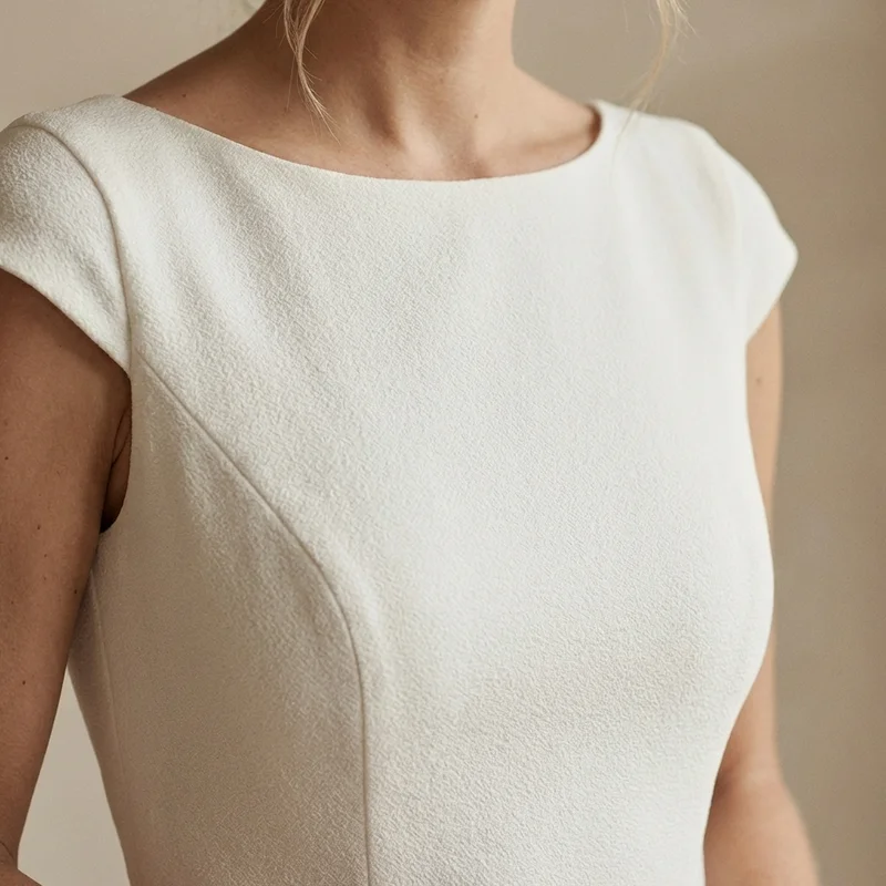 Elegant Crepe Midi Reception Dress - 3