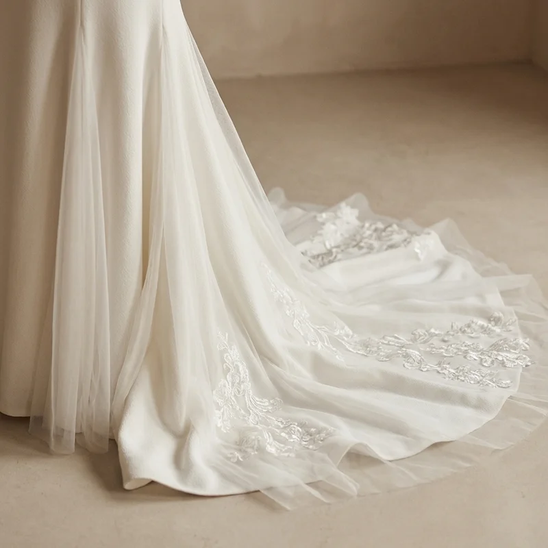 Elegant Crepe Midi Reception Dress - 4