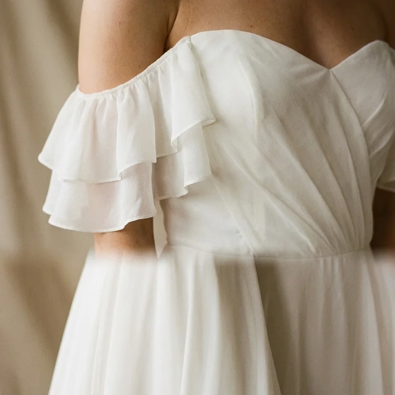 Harper Rüschen-Off-Shoulder-Chiffon-Brautkleid - 3