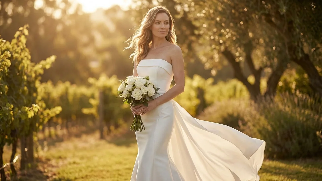 Strapless Satin Mermaid Wedding Gown - 6