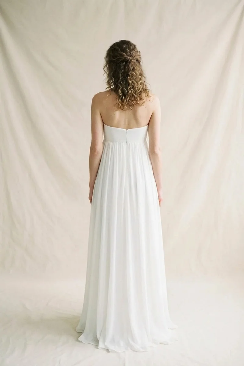 Strapless Chiffon Empire Waist Beach Dress - 2