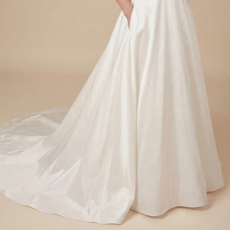 Isabelle Taffeta A-Line Wedding Dress with Pockets - 4
