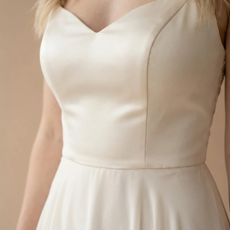 Bella Satin Bodice & Chiffon Skirt Two Piece Wedding Dress - 3