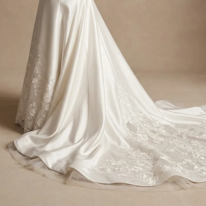 Elegantes Satin-Meerjungfrau-Brautkleid mit V-Ausschnitt - 4