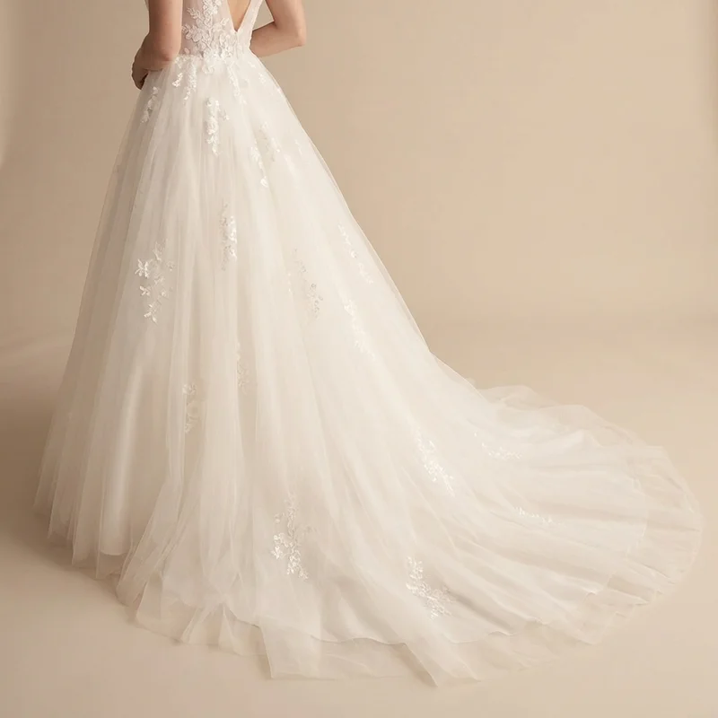 Dreamy Tulle V-Neck Princess Wedding Dress - 4