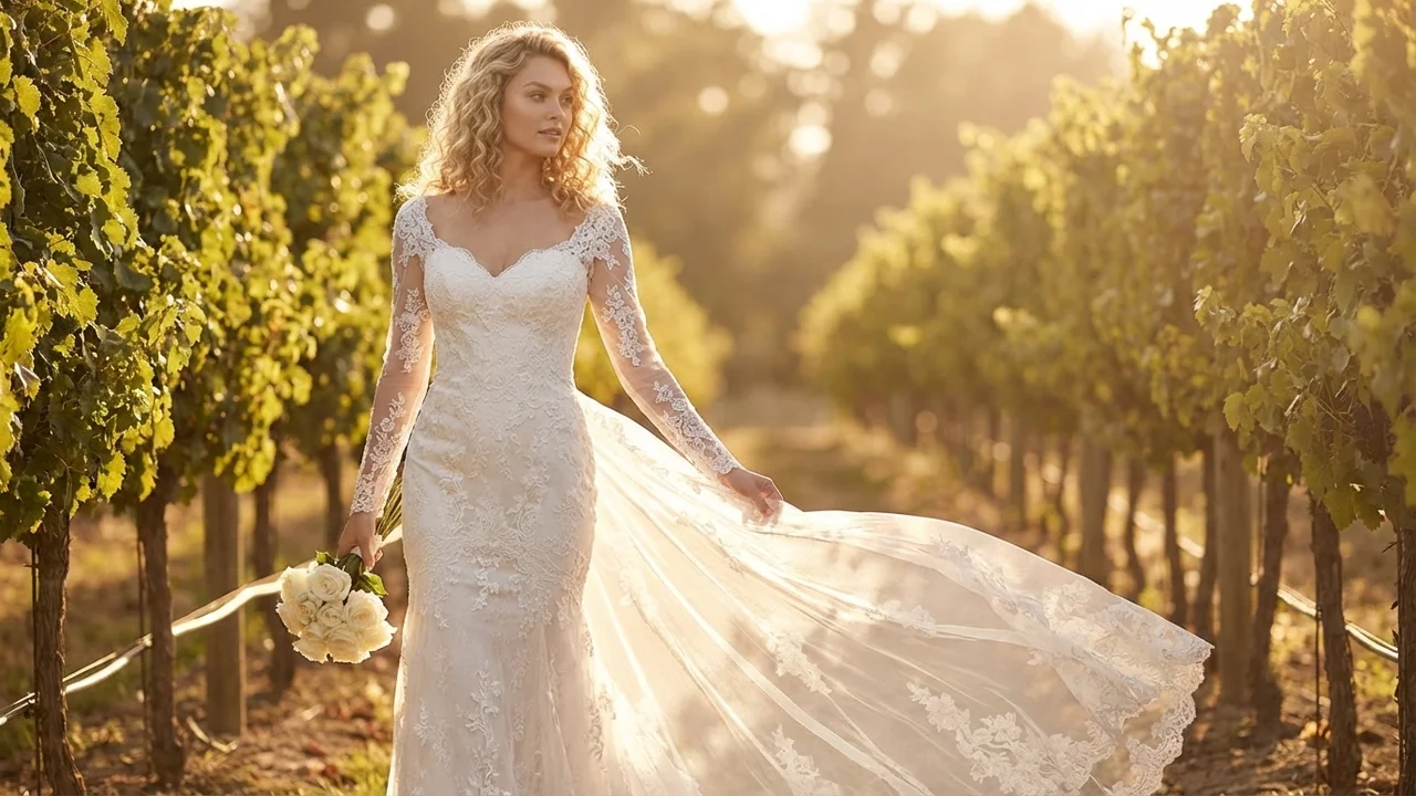 Genevieve Robe de Mariée Hiver en Dentelle à Manches Longues - 6